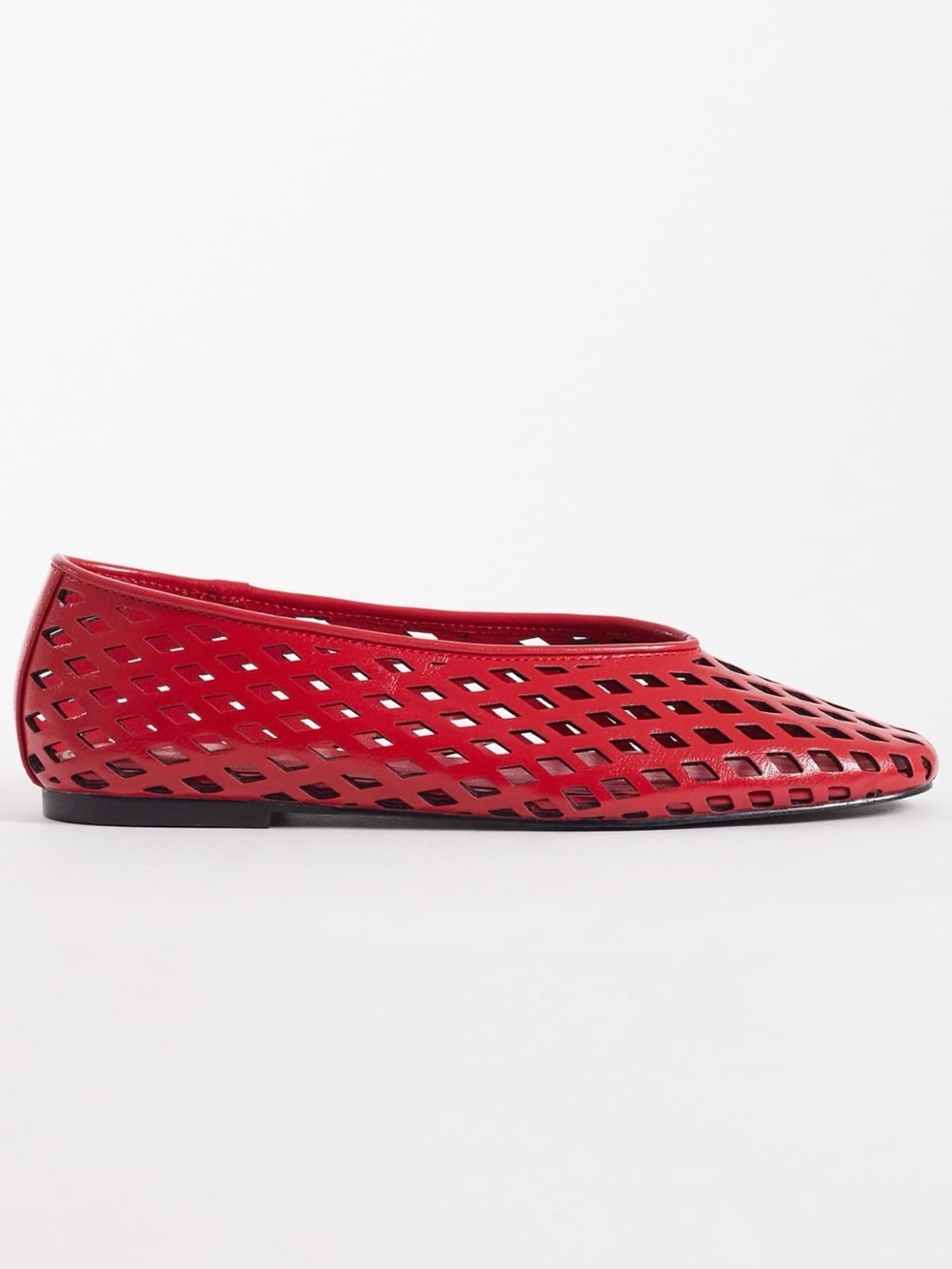 ASOS Red Laser-Cut Leather Ballet Flats